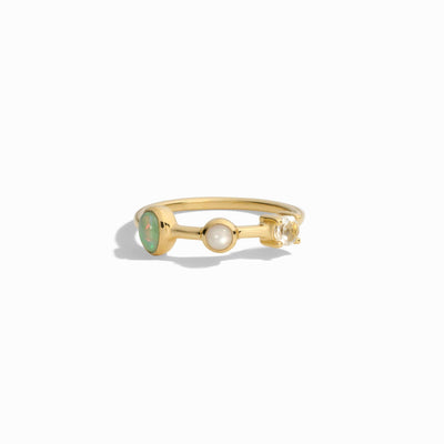 Awe Inspired Rings 14K Yellow Gold Vermeil / 5 Moonstone Opal Topaz Ring