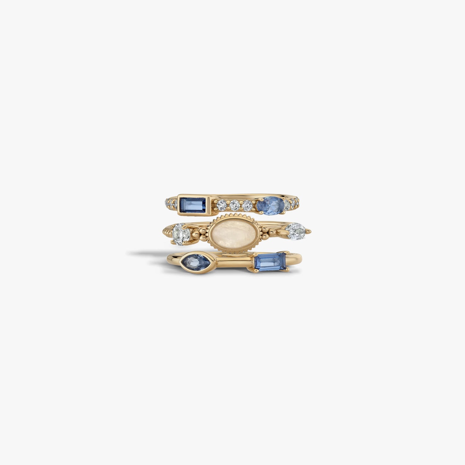 Awe Inspired Rings 14K Yellow Gold Vermeil / 5 Oracle Stacking Ring Set