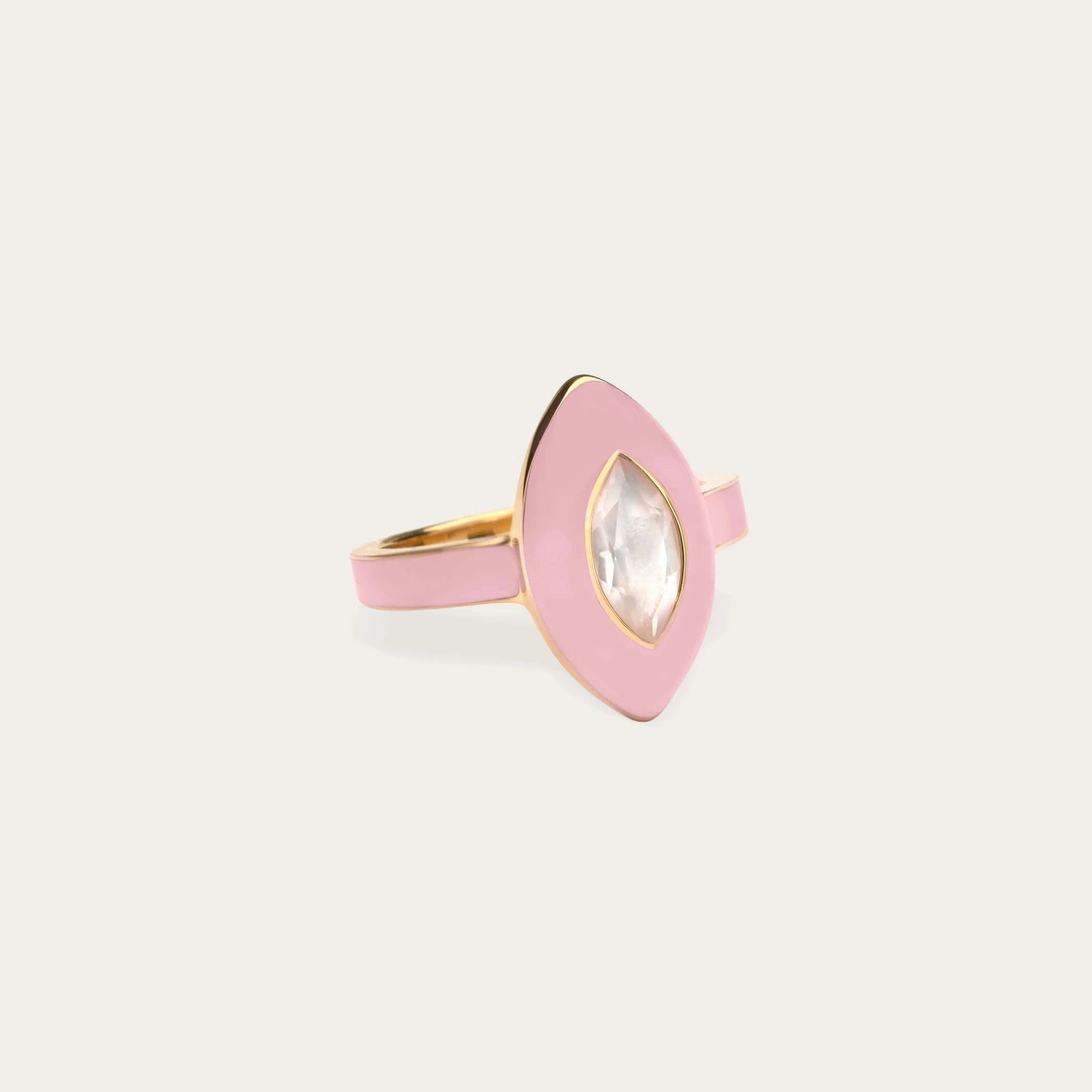 Awe Inspired Rings 14K Yellow Gold Vermeil / 6 Blush Quartz Aura Ring