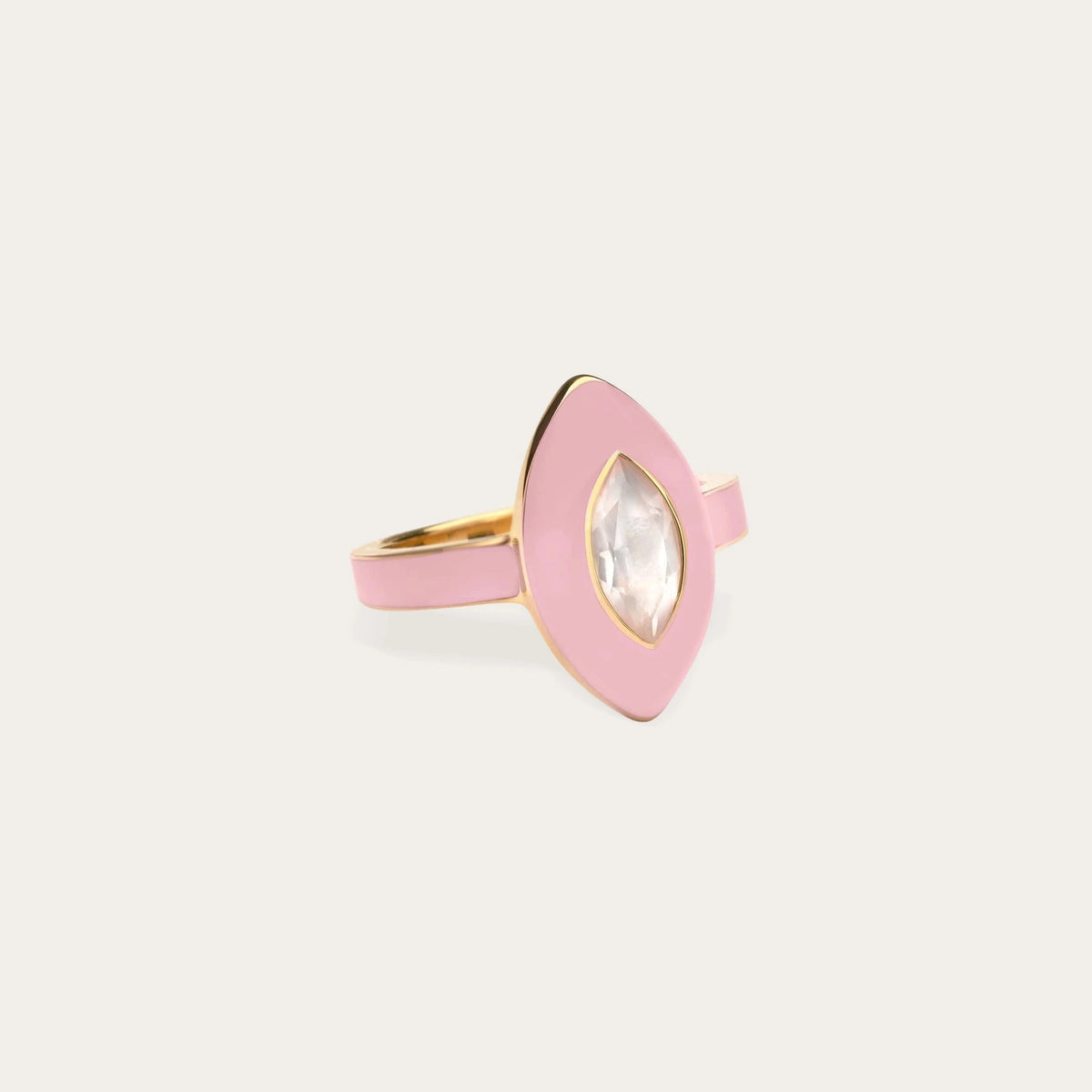 Awe Inspired Rings 14K Yellow Gold Vermeil / 6 Blush Quartz Aura Ring