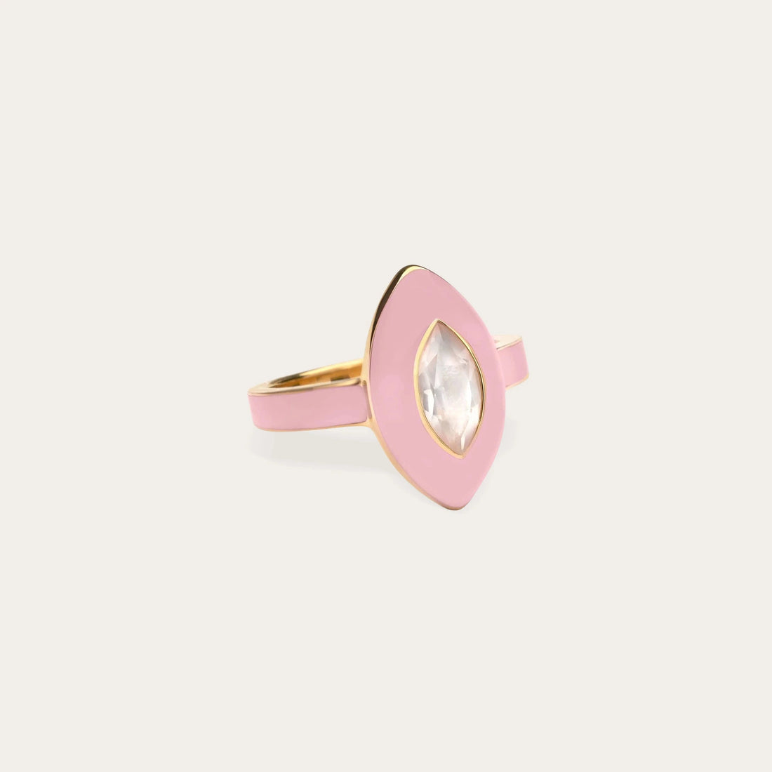 Awe Inspired Rings 14K Yellow Gold Vermeil / 6 Blush Quartz Aura Ring