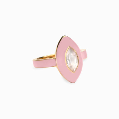 Awe Inspired Rings 14K Yellow Gold Vermeil / 6 Blush Quartz Aura Ring