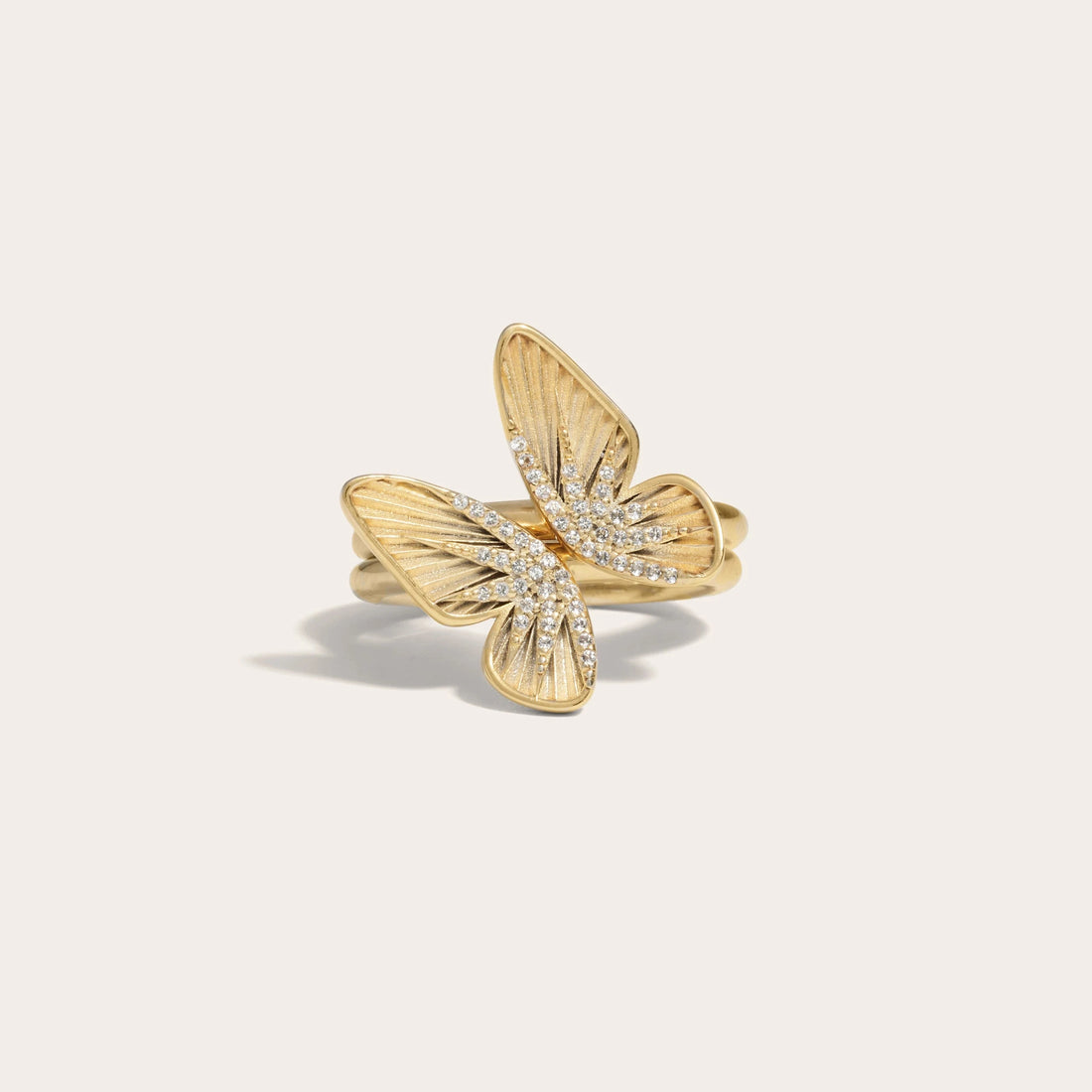 Awe Inspired Rings 14K Yellow Gold Vermeil / 6 Butterfly Wing Stacking Rings