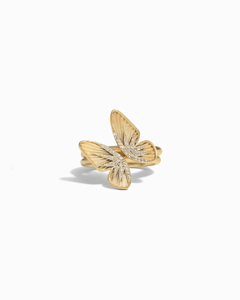 Awe Inspired Rings 14K Yellow Gold Vermeil / 6 Butterfly Wing Stacking Rings