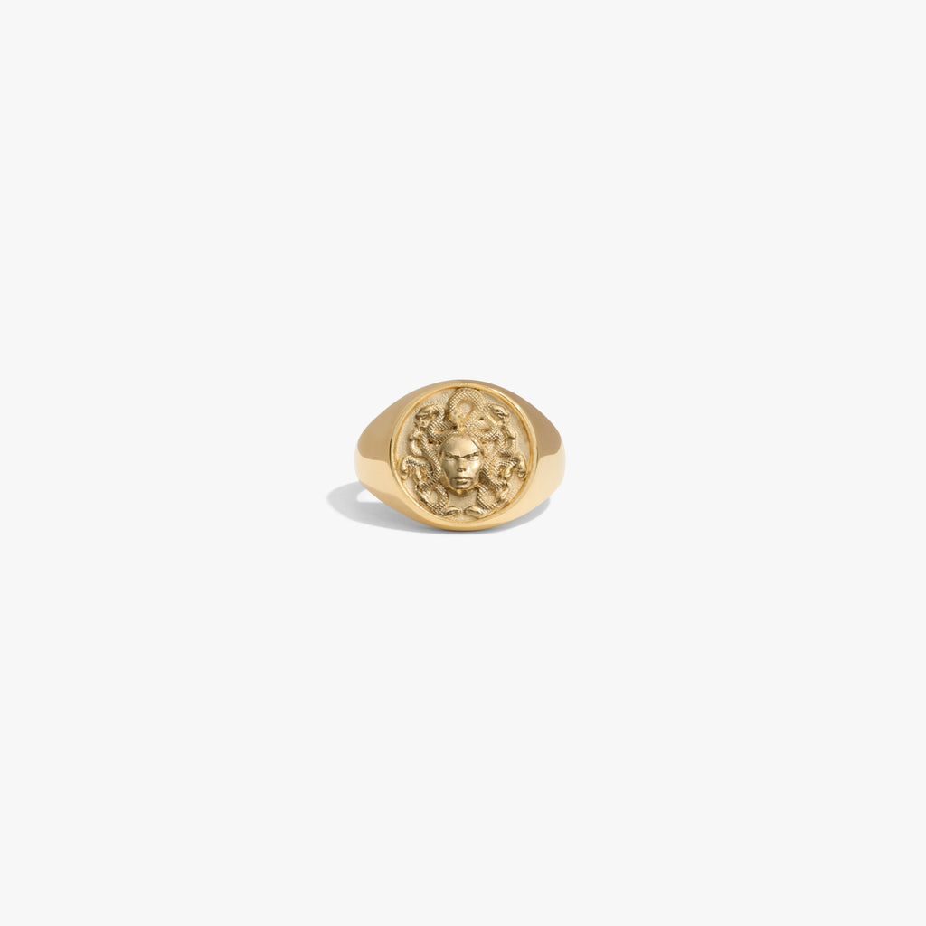 Awe Inspired Rings 14K Yellow Gold Vermeil / Medusa / 6 Goddess Rework Signet Ring
