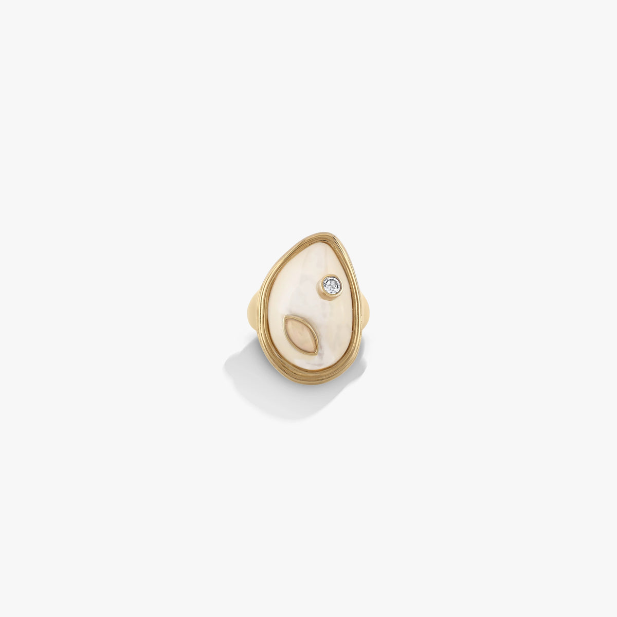 Awe Inspired Rings 14K Yellow Gold Vermeil / Mother of Pearl / 6 Organic Pearl Gemstone Ring