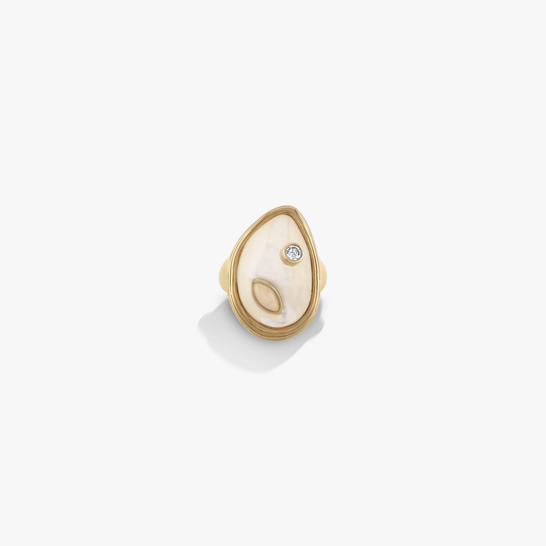Awe Inspired Rings 14K Yellow Gold Vermeil / Mother of Pearl / 6 Organic Pearl Gemstone Ring