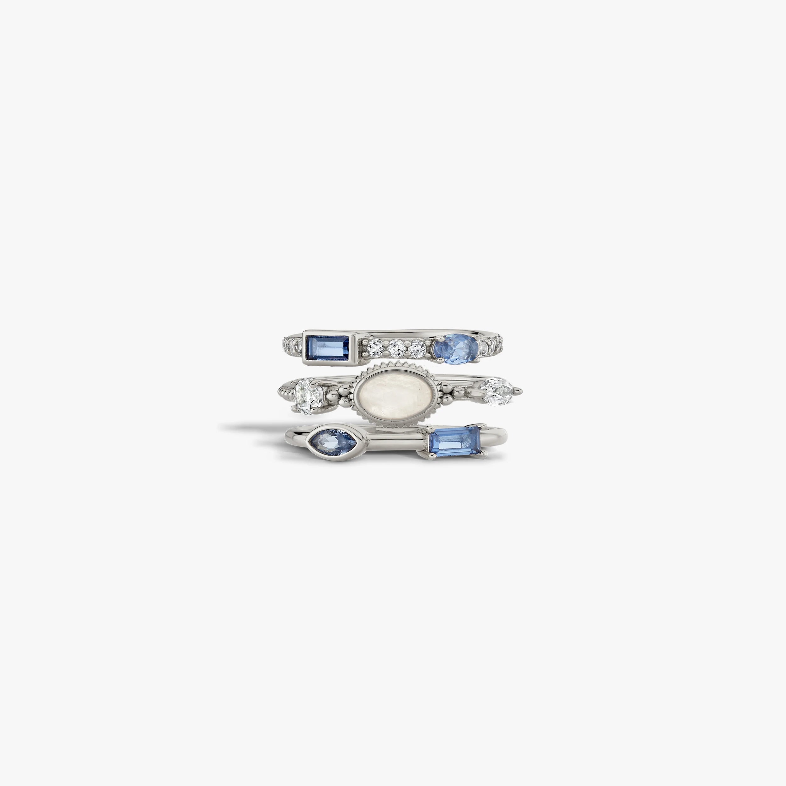 Awe Inspired Rings 925 Sterling Silver / 5 Oracle Stacking Ring Set