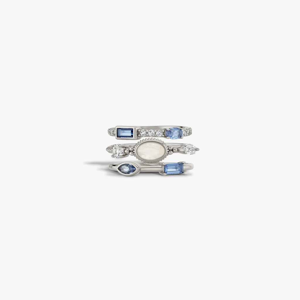 Awe Inspired Rings 925 Sterling Silver / 5 Oracle Stacking Ring Set