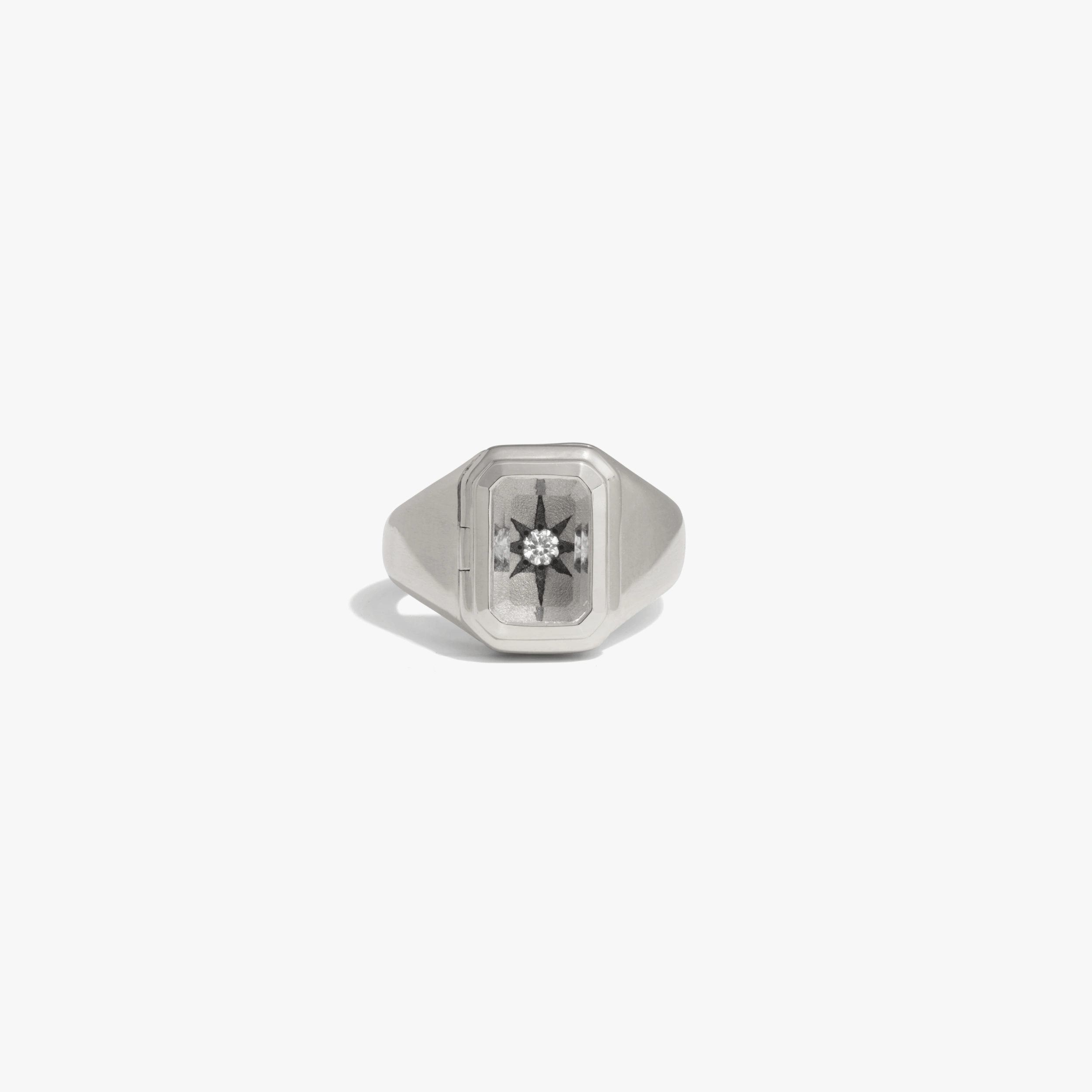 Awe Inspired Rings 925 Sterling Silver / 6 Crystal Photo Locket Ring