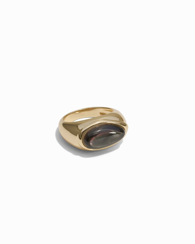 Awe Inspired Rings Black Mother of Pearl Signet Ring