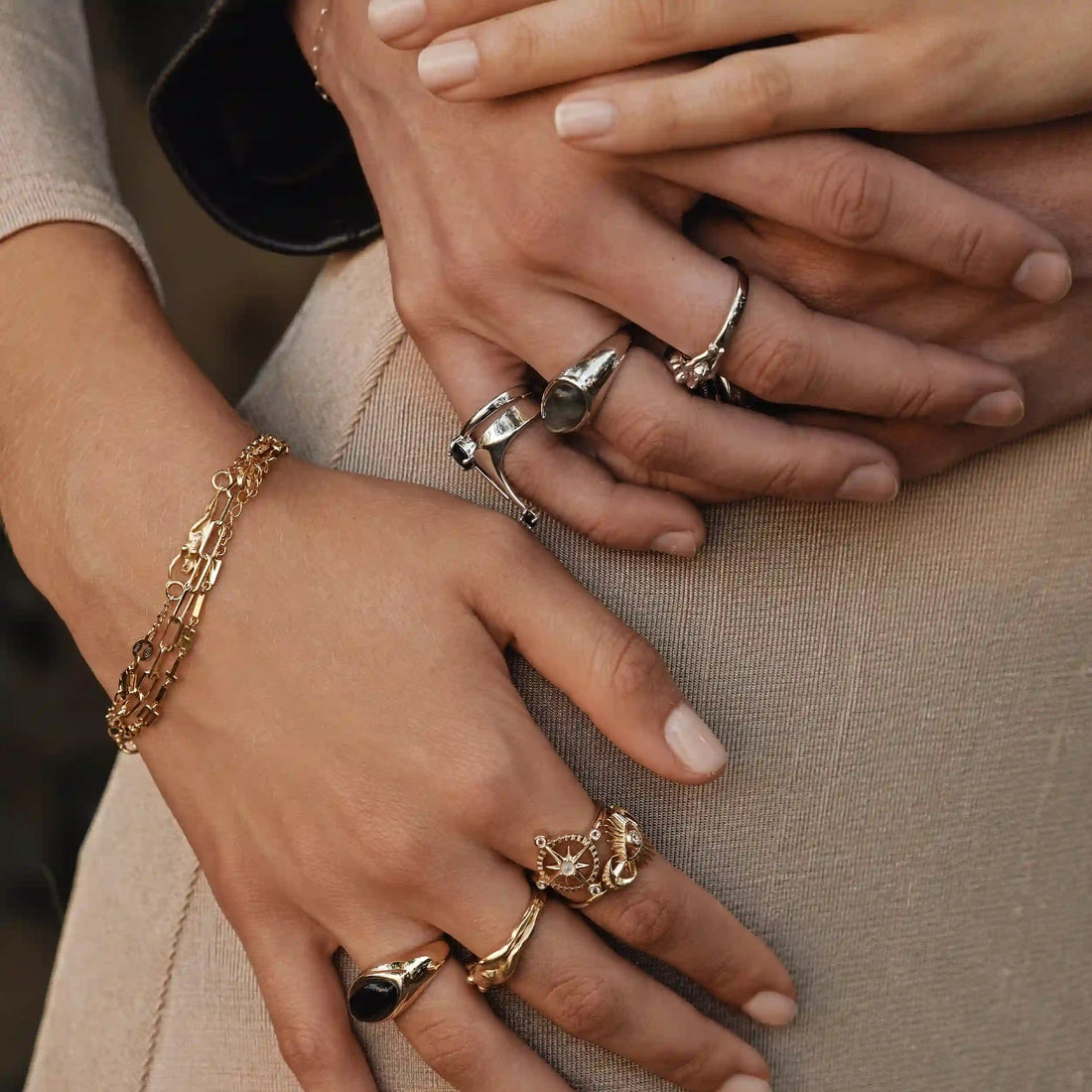 Awe Inspired Rings Black Mother of Pearl Signet Ring