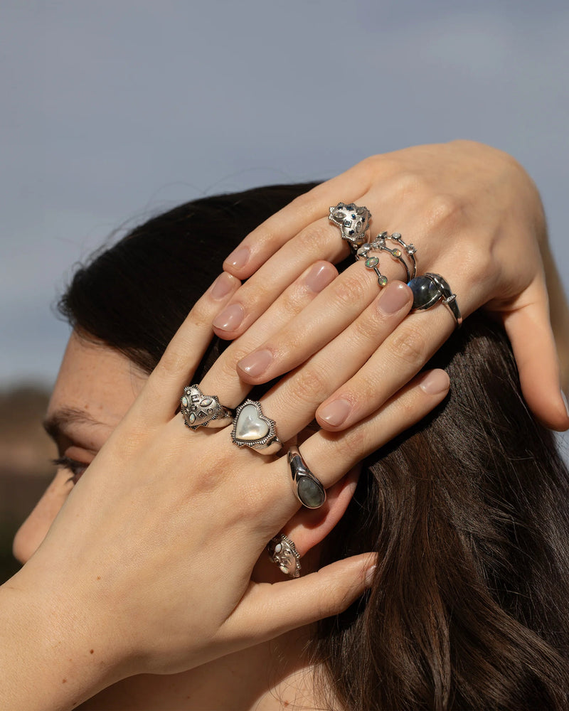Awe Inspired Rings Blue Gemstone Radiant Heart Ring