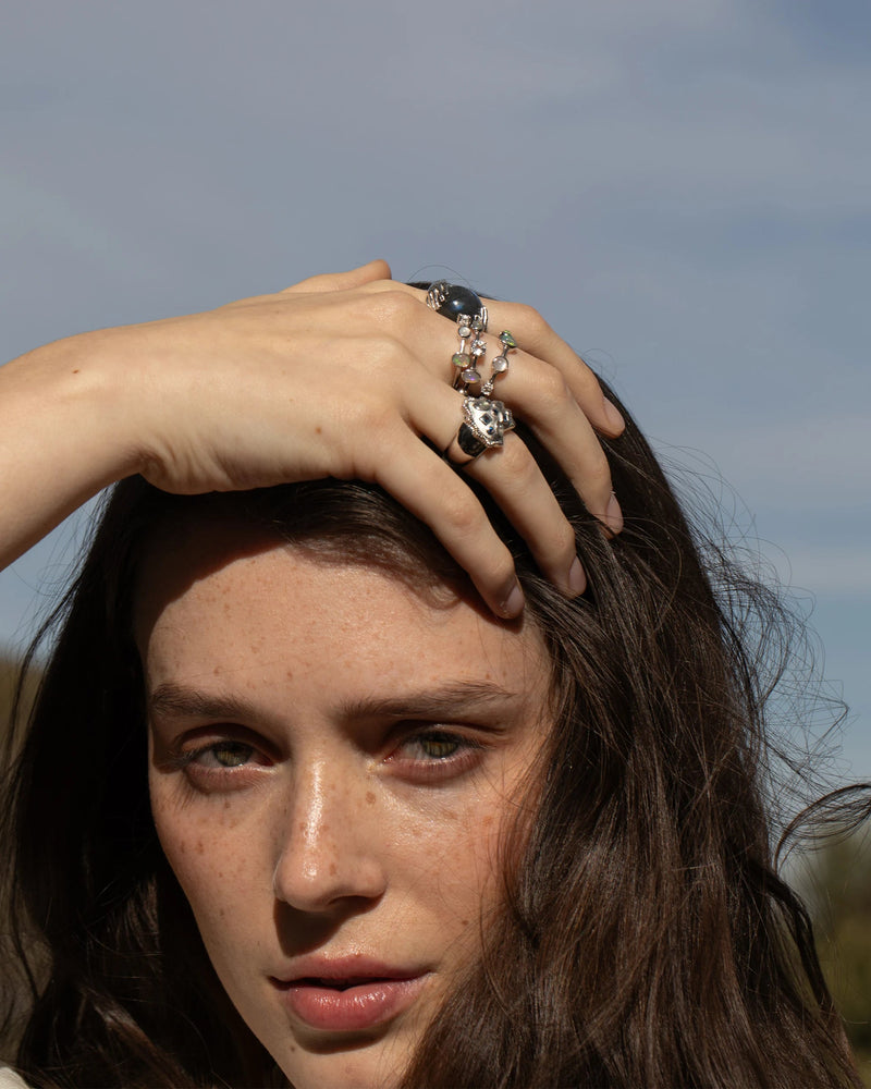 Awe Inspired Rings Blue Gemstone Radiant Heart Ring