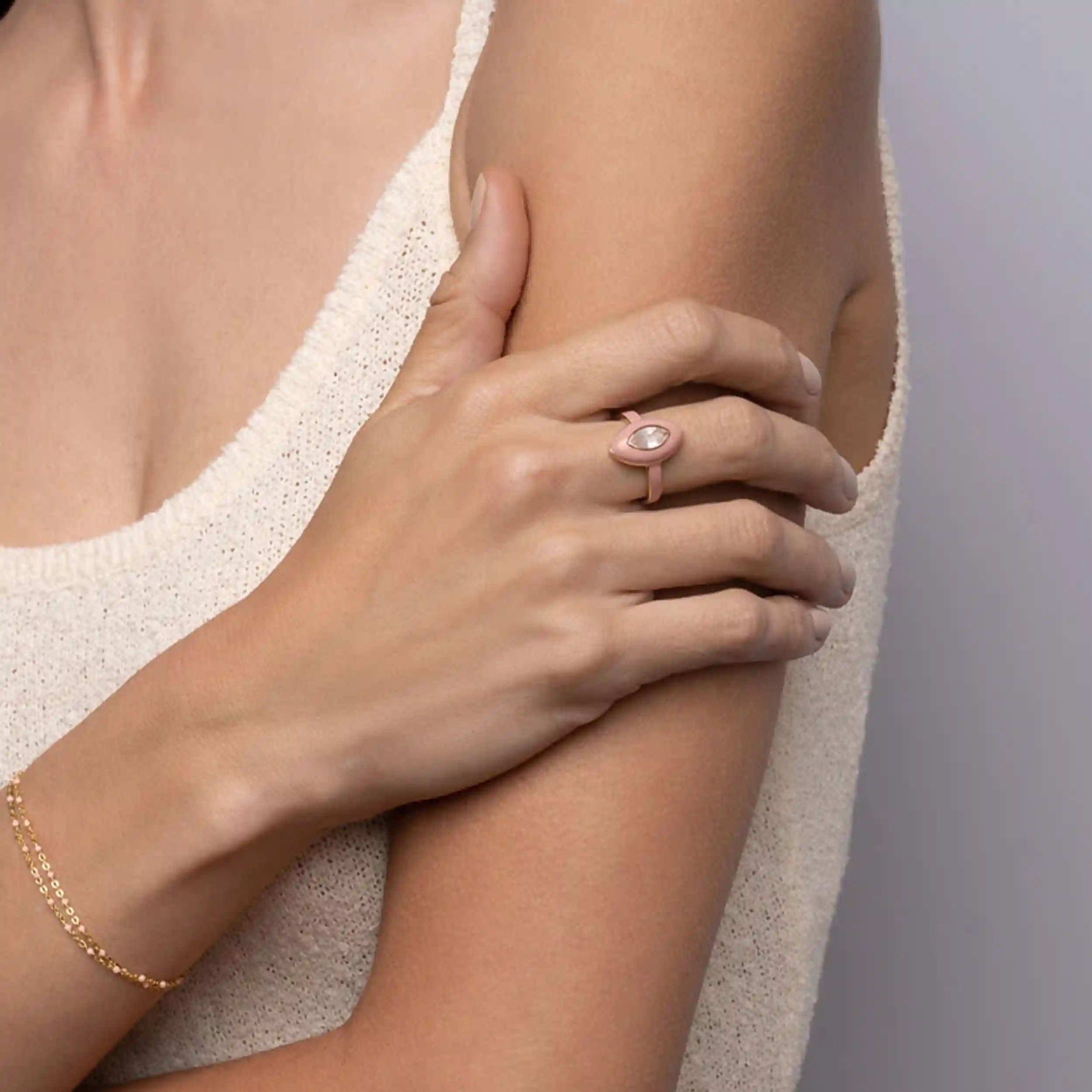 Awe Inspired Rings Blush Quartz Aura Ring