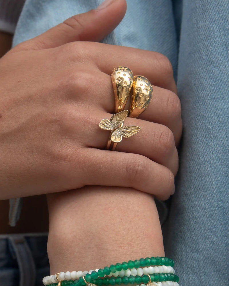 Awe Inspired Rings Butterfly Wing Stacking Rings