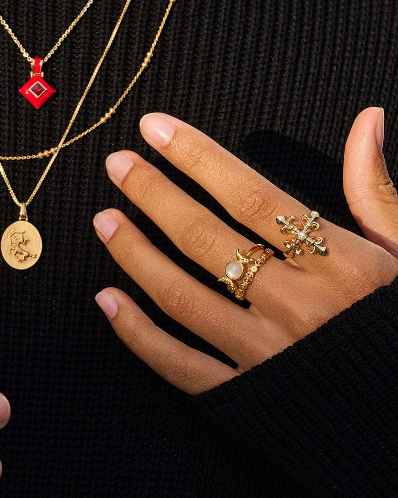 Awe Inspired Rings Diamond-Cut Triple Moon Band