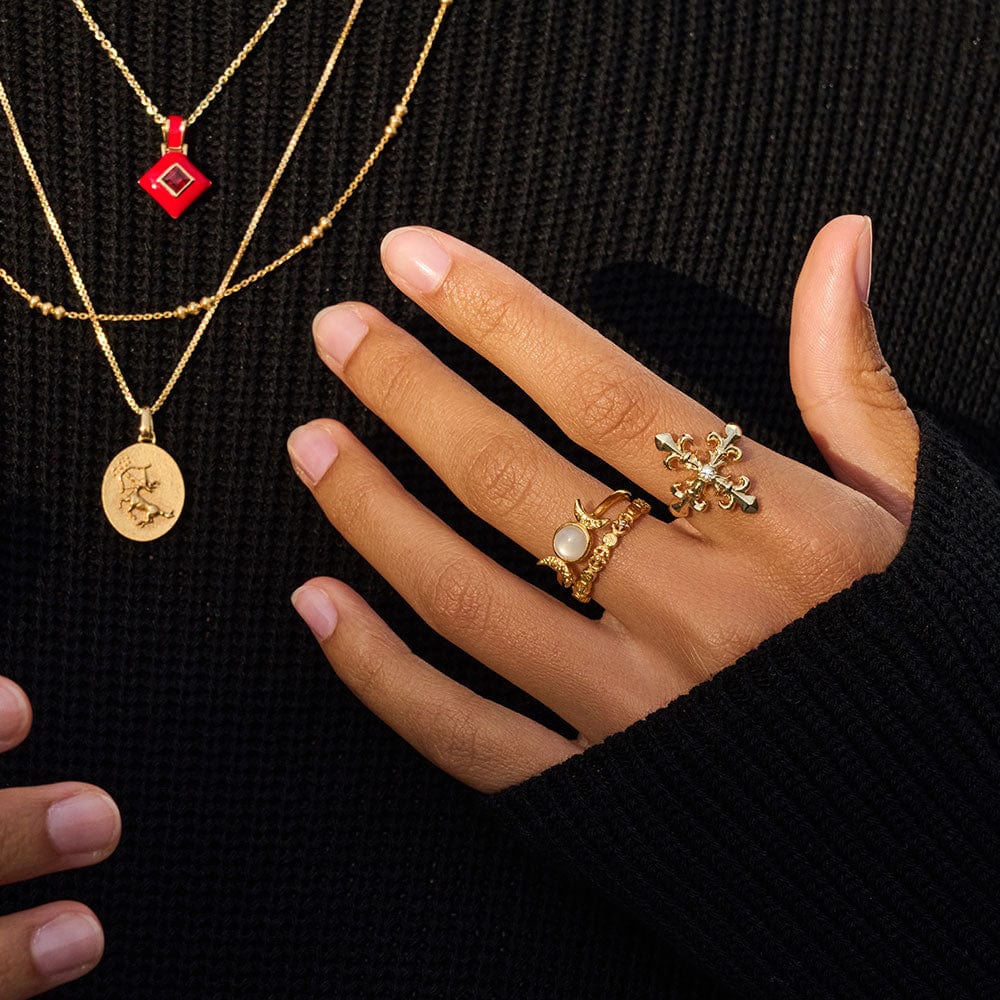 Awe Inspired Rings Diamond-Cut Triple Moon Band