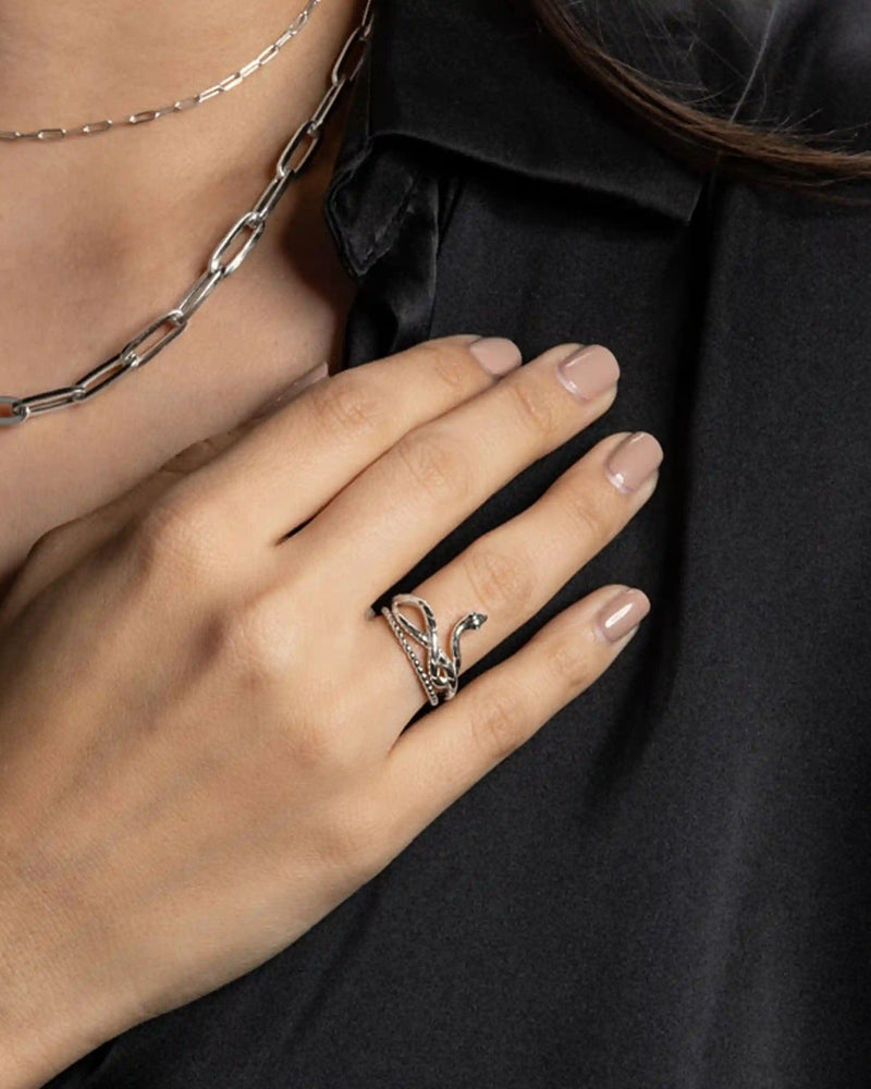 Awe Inspired Rings Emerald Eye Snake Ring