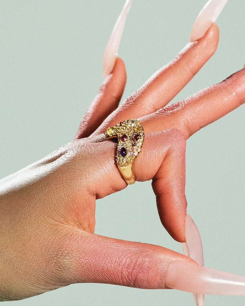 Awe Inspired Rings Encrusted Wavy Ring