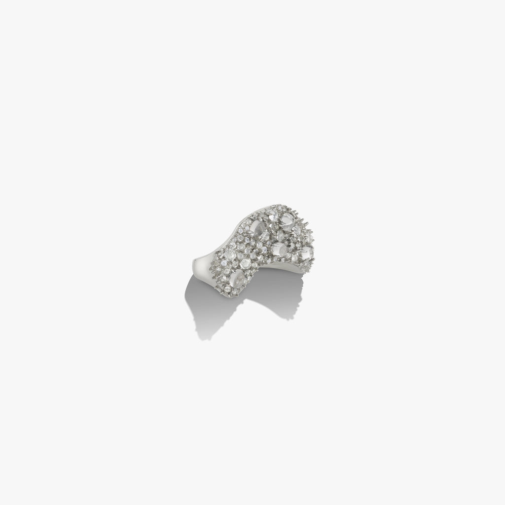 Awe Inspired Rings Encrusted Wavy Ring