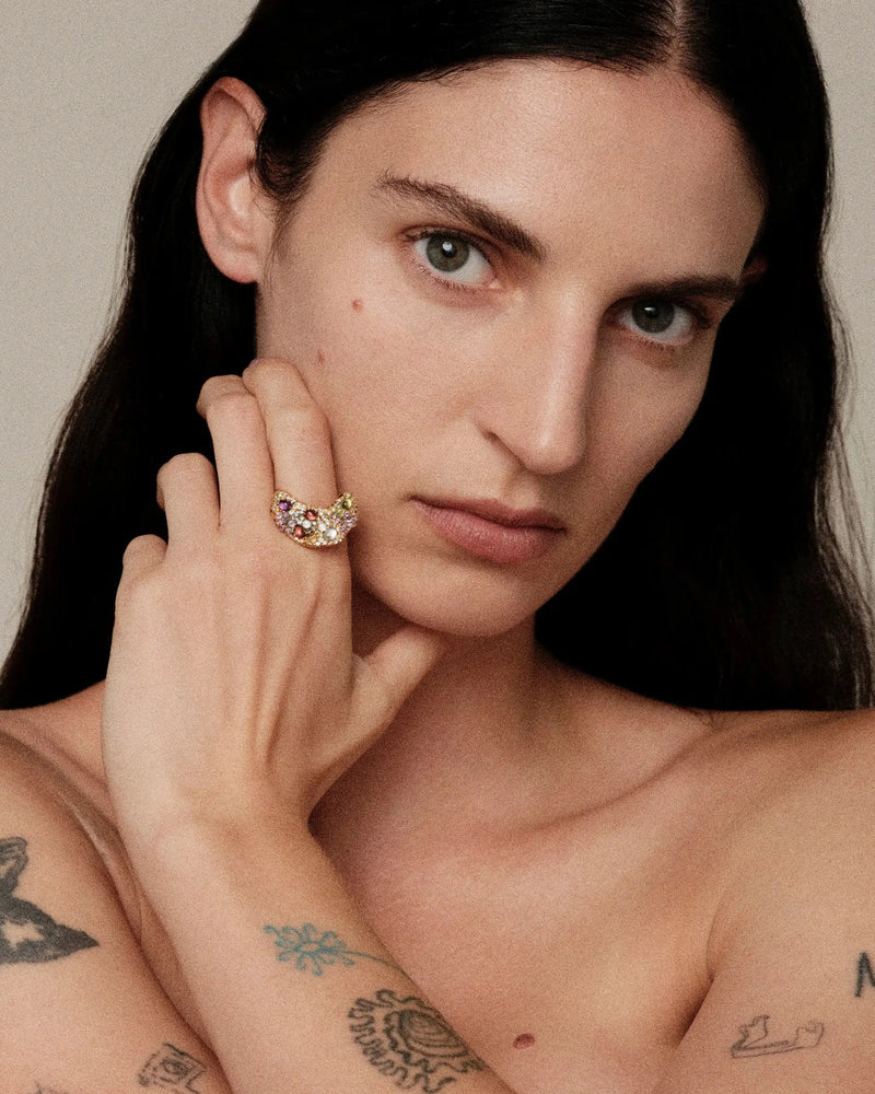 Awe Inspired Rings Encrusted Wavy Ring