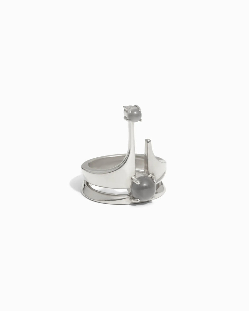 Awe Inspired Rings Grey Moonstone Crown Ring