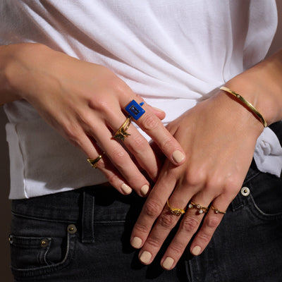 Awe Inspired Rings Indigo Sapphire Aura Ring