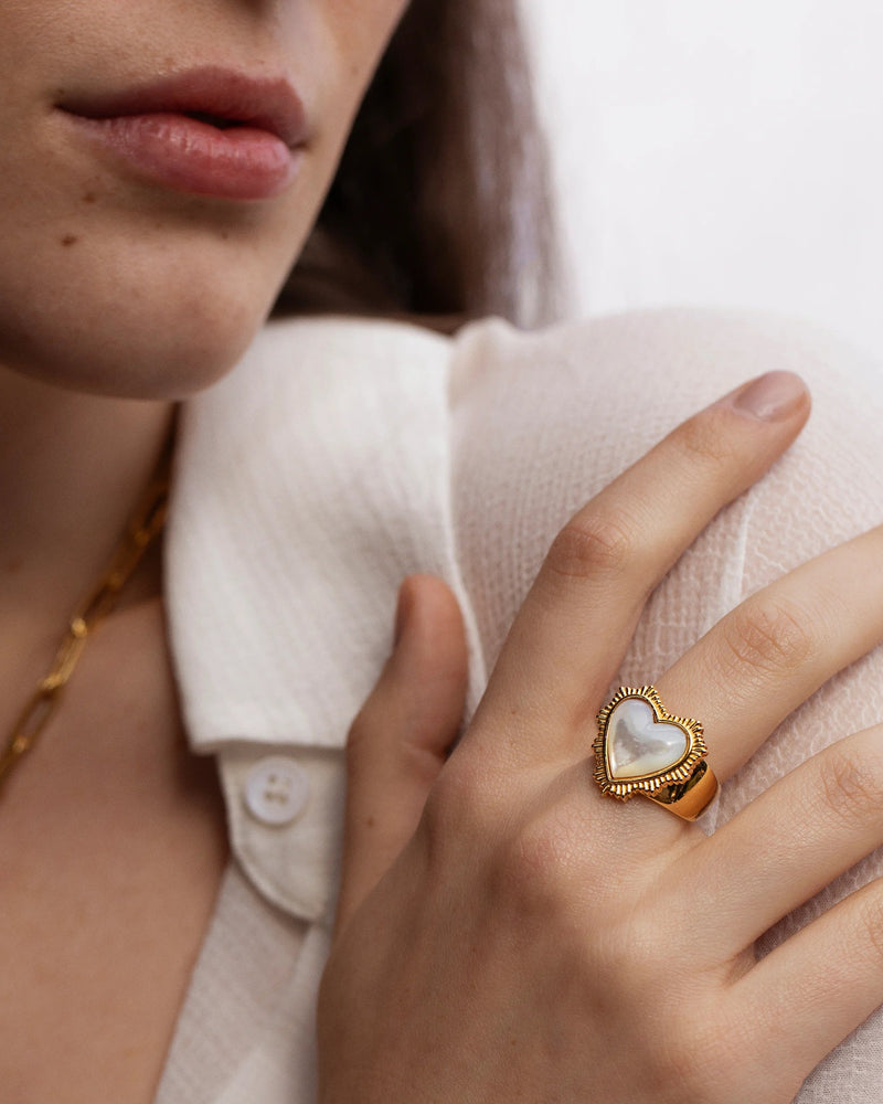 Awe Inspired Rings Mother of Pearl Heart Ring