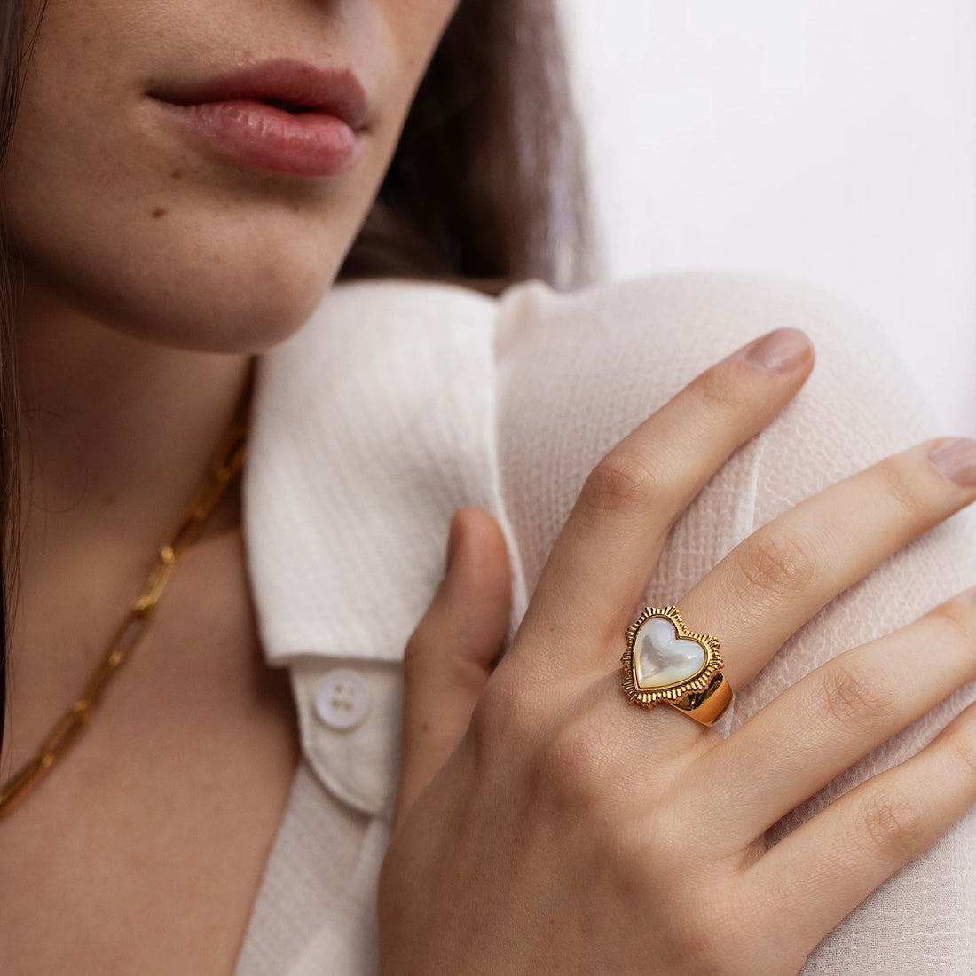 Awe Inspired Rings Mother of Pearl Heart Ring