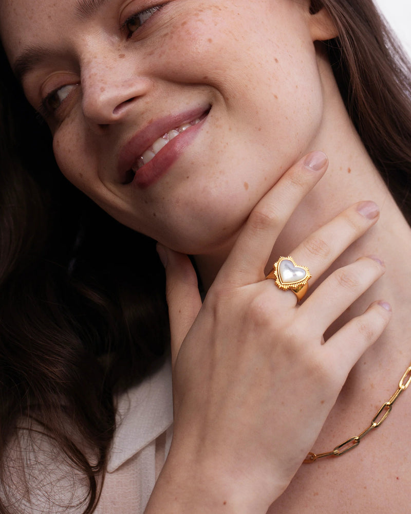 Awe Inspired Rings Mother of Pearl Heart Ring