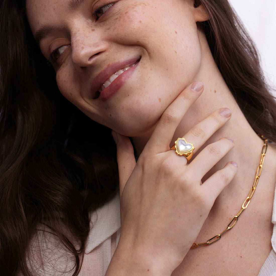 Awe Inspired Rings Mother of Pearl Heart Ring