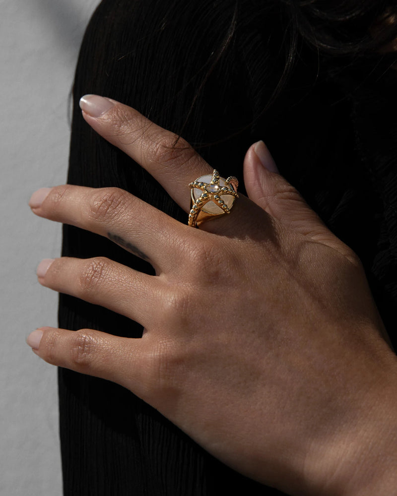 Awe Inspired Rings Starfish Moonstone Ring