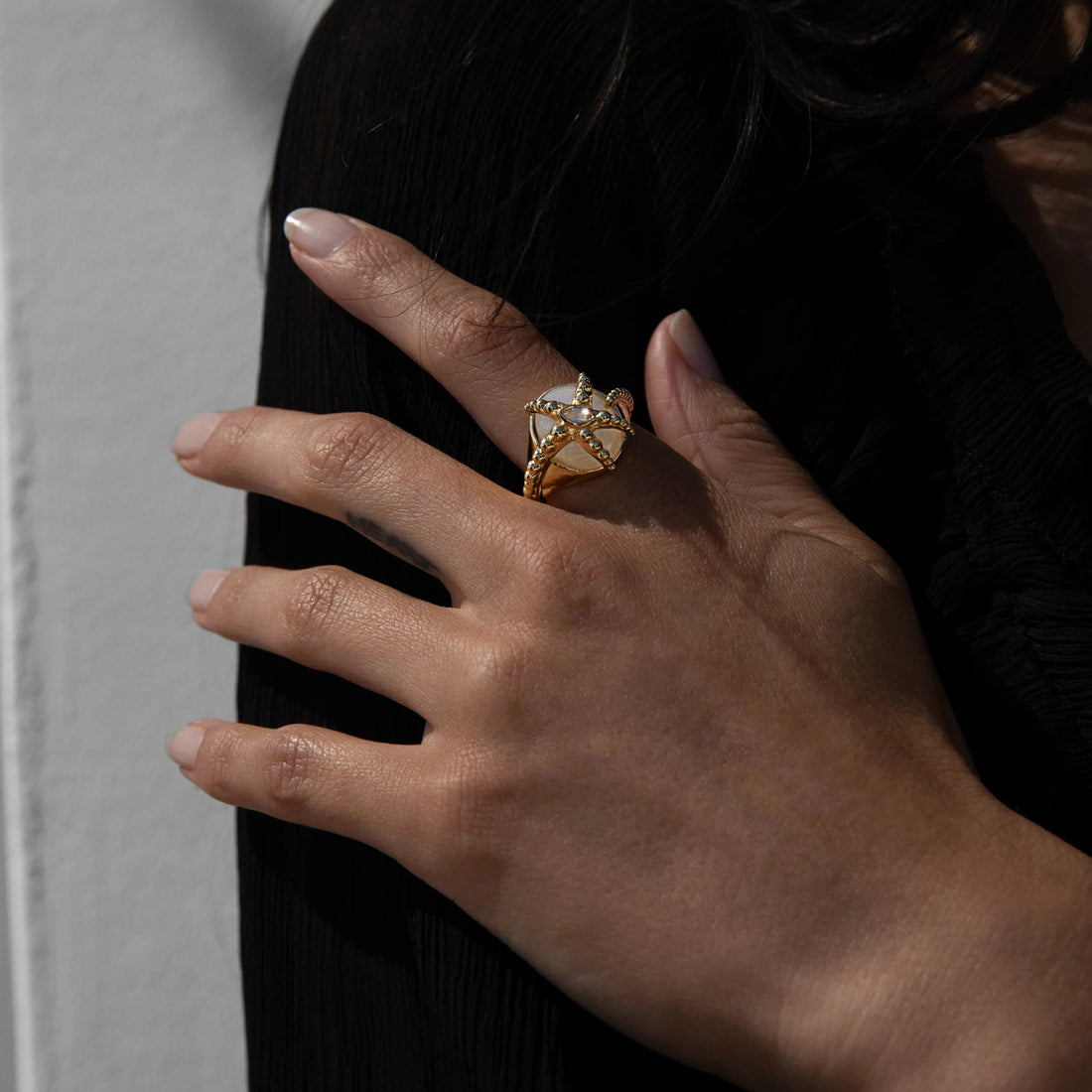 Awe Inspired Rings Starfish Moonstone Ring