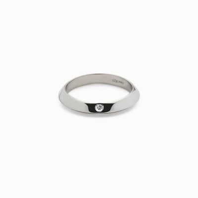 Awe Inspired Rings Sterling Silver / 4 Diamond Wide Flat Ring