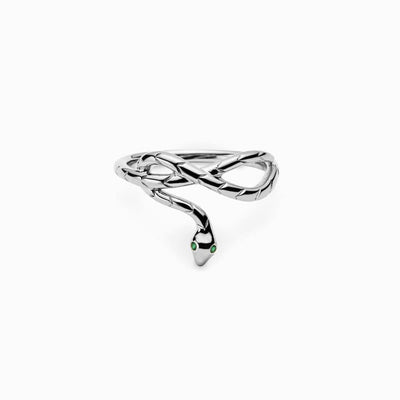 Awe Inspired Rings Sterling Silver / 4 Emerald Eye Snake Ring