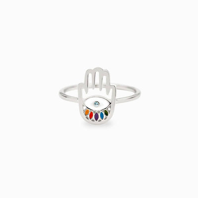 Awe Inspired Rings Sterling Silver / 4 Hamsa Ring