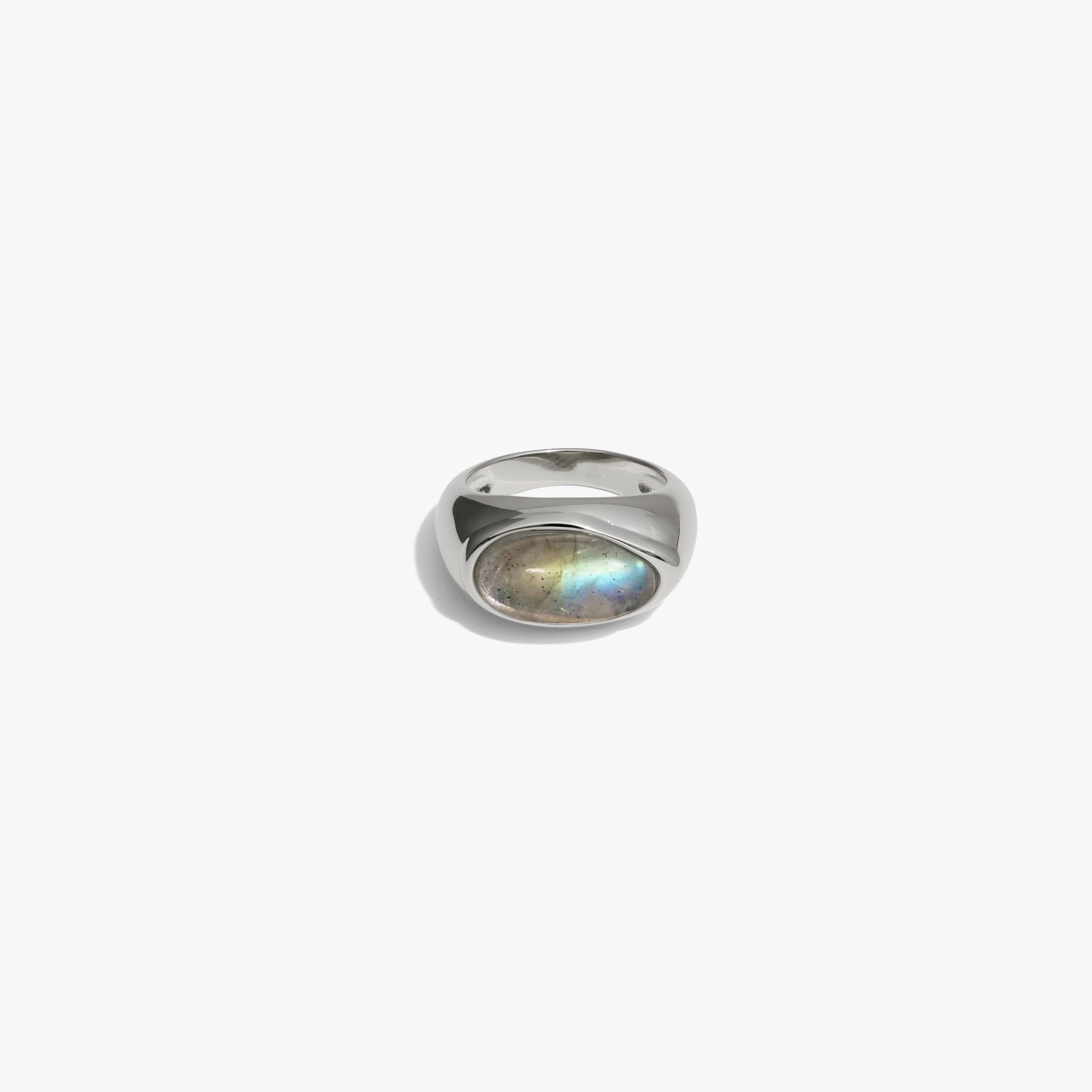 Awe Inspired Rings Sterling Silver / 4 Labradorite Signet Ring