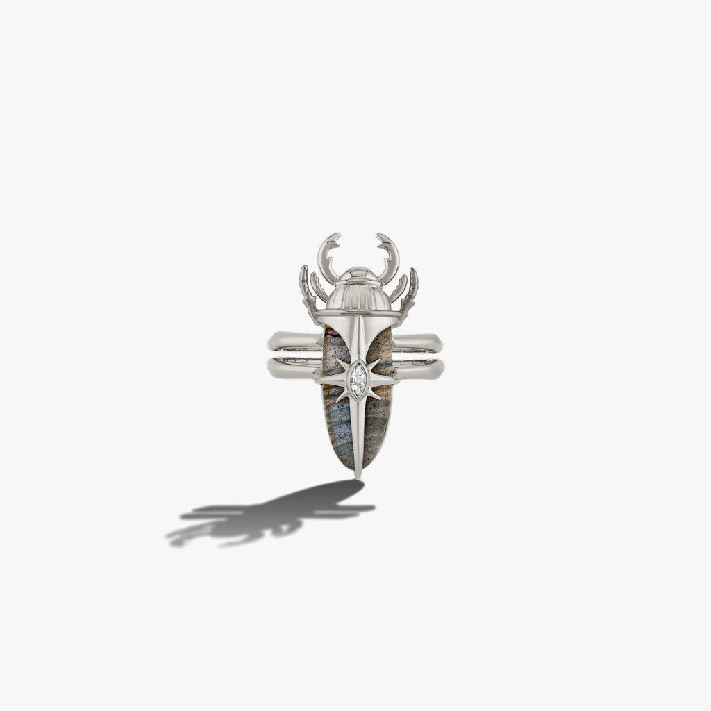 Awe Inspired Rings Sterling Silver / 5 Labradorite Beetle Ring