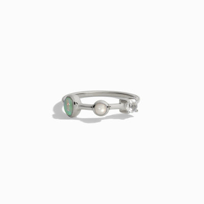 Awe Inspired Rings Sterling Silver / 5 Moonstone Opal Topaz Ring