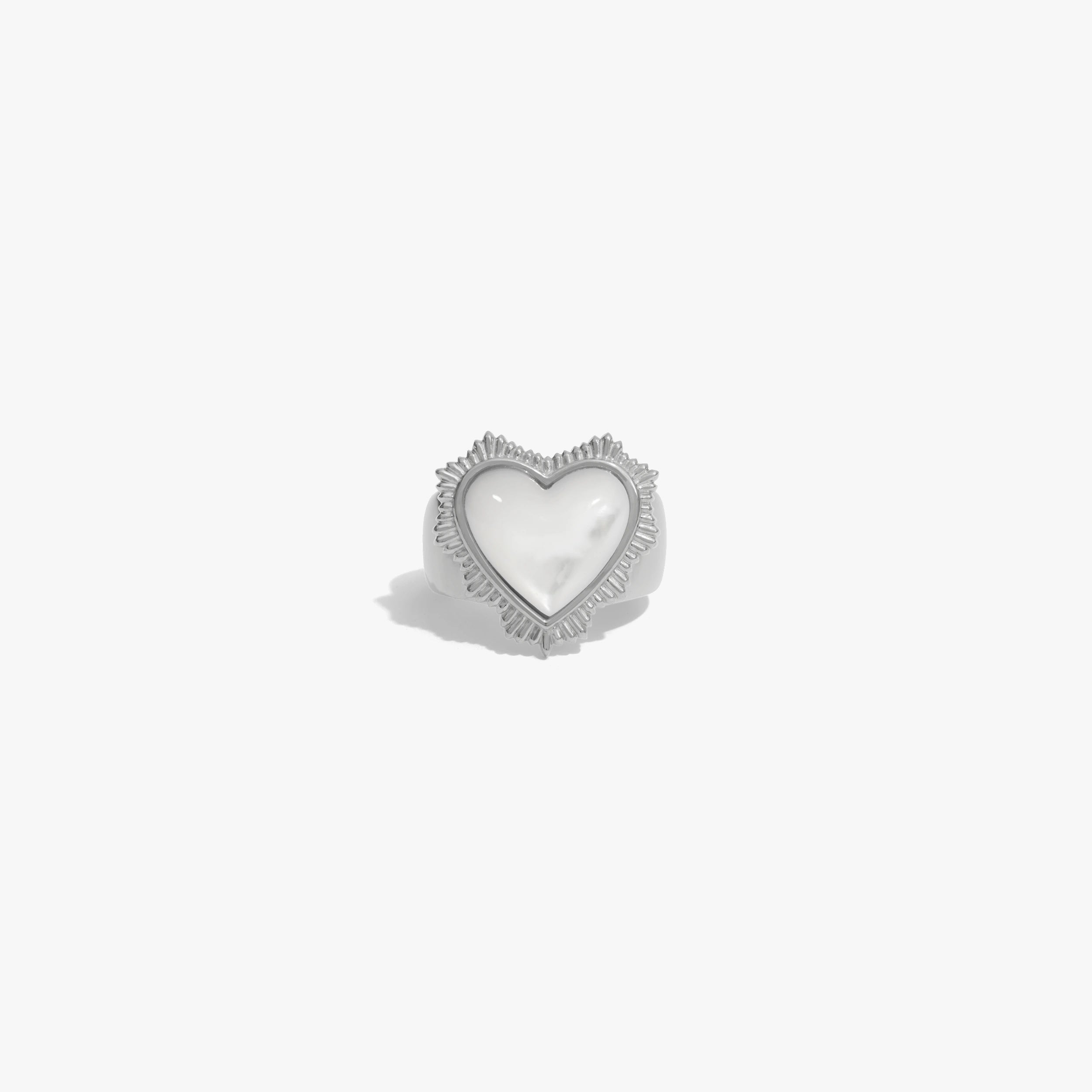 Awe Inspired Rings Sterling Silver / 6 Mother of Pearl Radiant Heart Ring