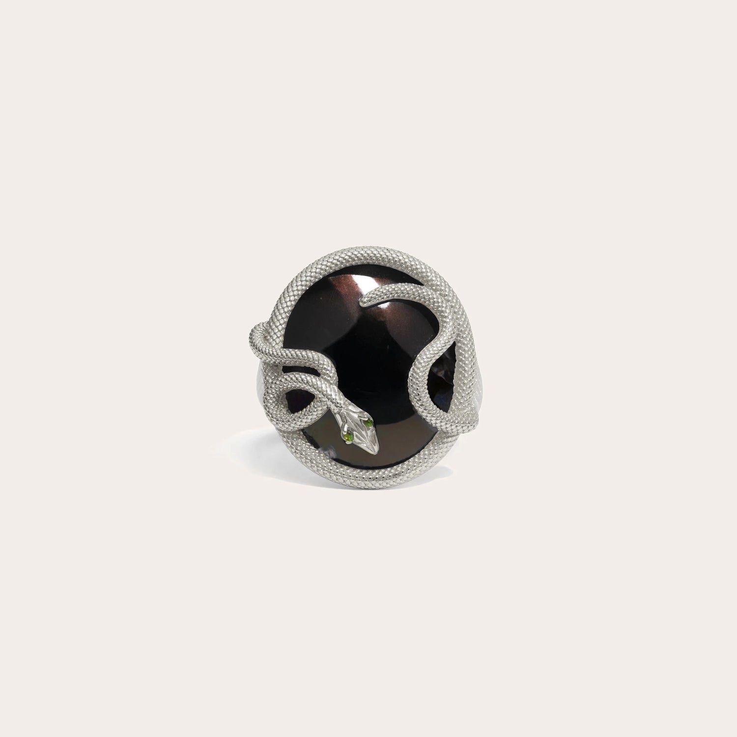 Awe Inspired Rings Sterling Silver / Grey Cat's Eye / 6 Snake Statement Ring
