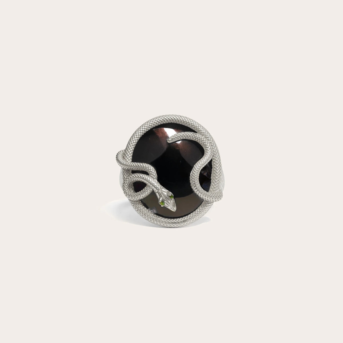 Awe Inspired Rings Sterling Silver / Grey Cat's Eye / 6 Snake Statement Ring