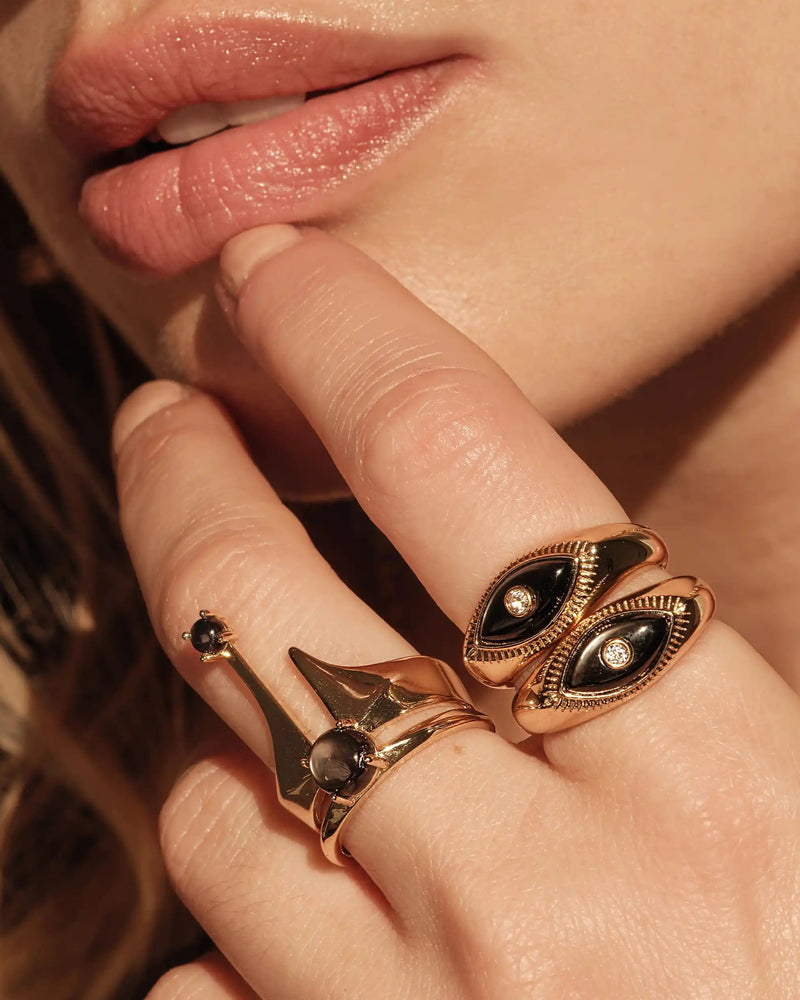 Awe Inspired Rings Third Eye Black Mother of Pearl Ring