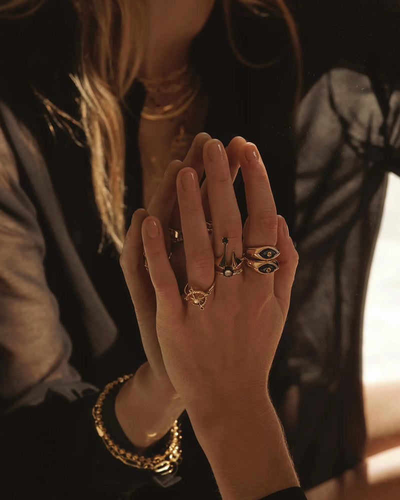 Awe Inspired Rings Third Eye Black Mother of Pearl Ring