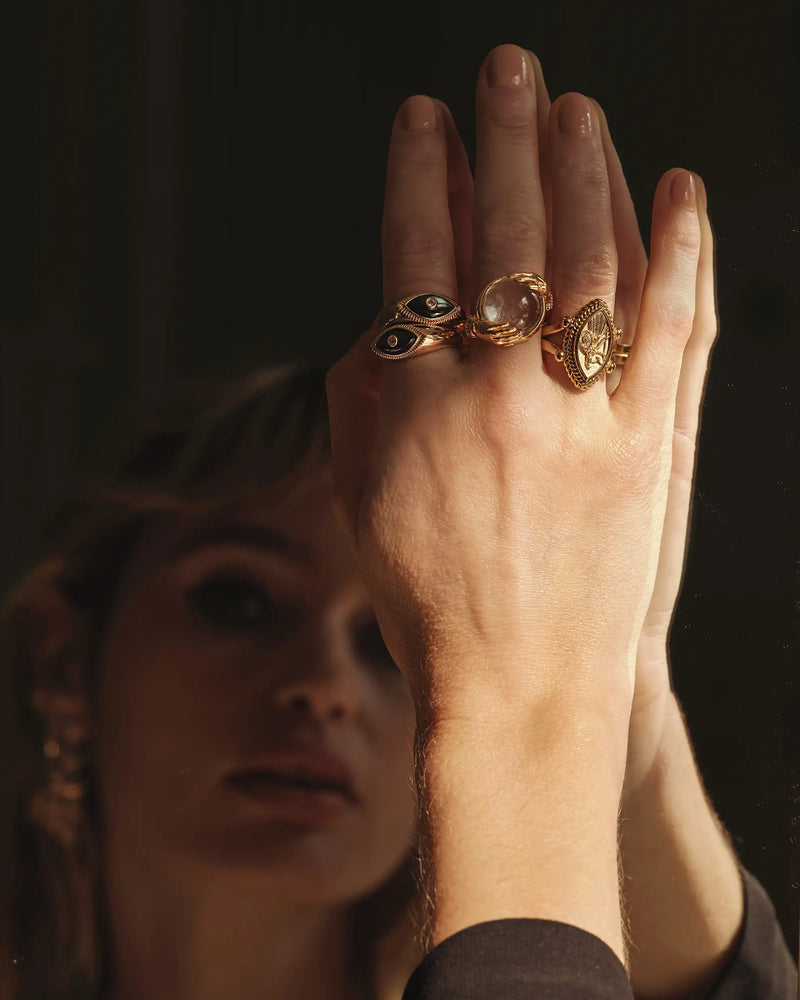 Awe Inspired Rings Third Eye Black Mother of Pearl Ring