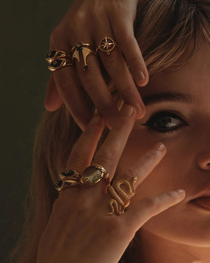 Awe Inspired Rings Third Eye Black Mother of Pearl Ring