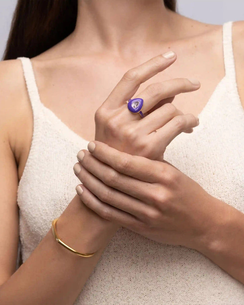 Awe Inspired Rings Violet Amethyst Aura Ring