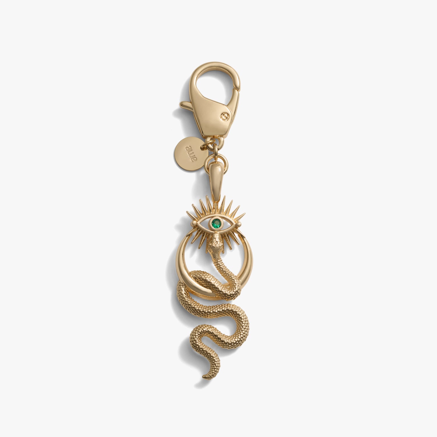 Awe Inspired Ritual Brass/Gold Vermeil Crescent Snake Eye Bag Charm