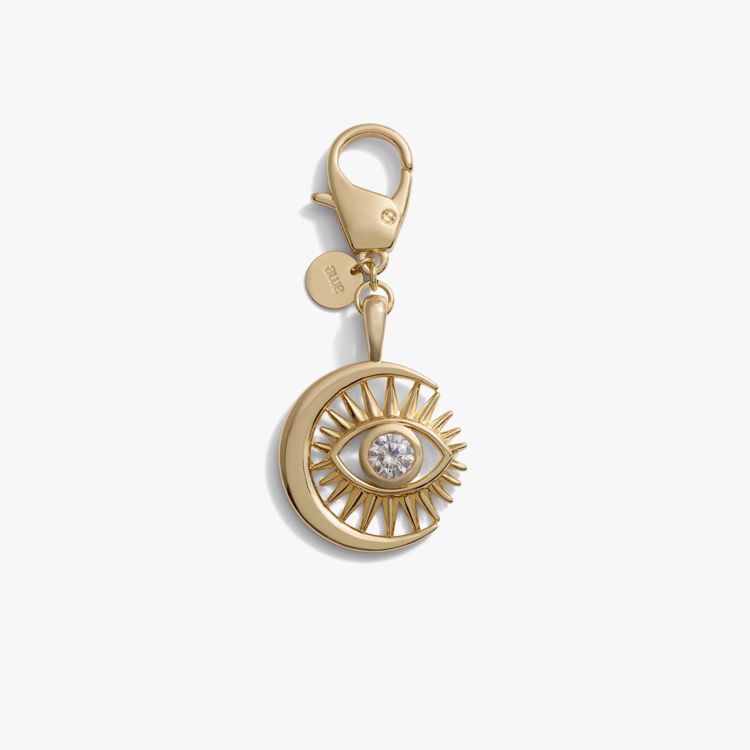 Awe Inspired Ritual Brass/Gold Vermeil Watchful Moon Eye Bag Charm